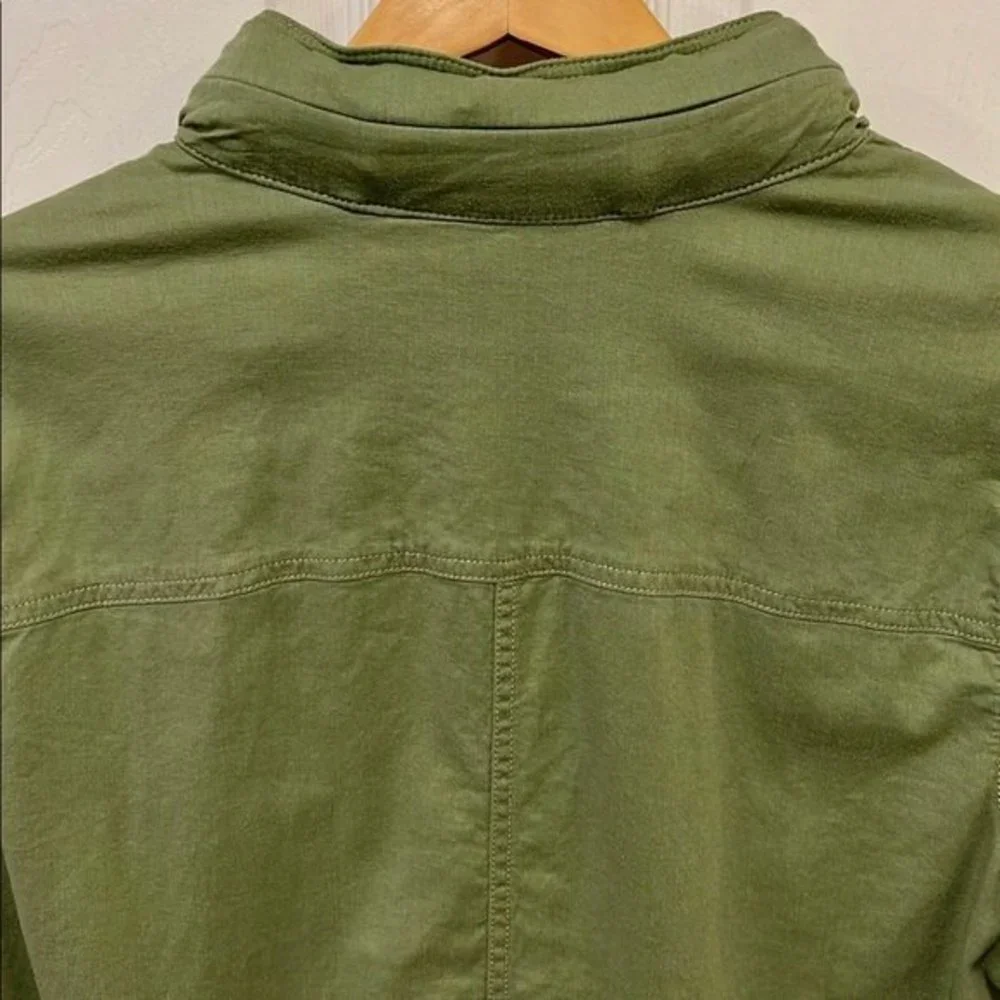 L.L. Bean Women olive green linen blend button down cinch waist jacket sz XL - Picture 5 of 9